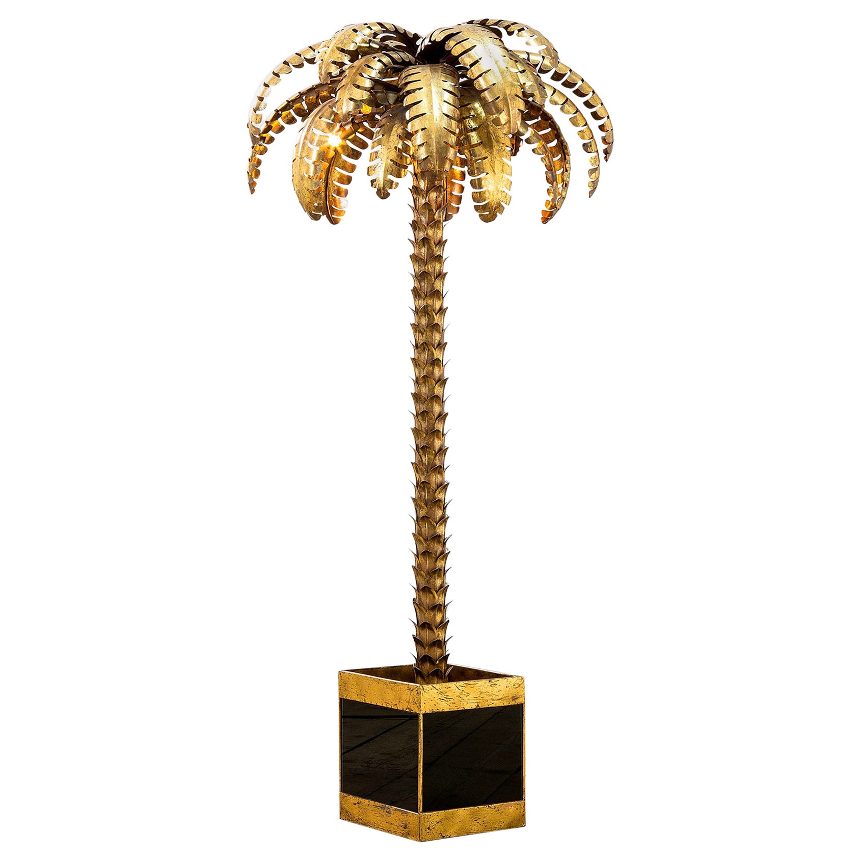 20th Century Maison Jansen Palm Tree Floor Lamps in Brass, 70s For Sale