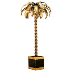 Vintage 20th Century Maison Jansen Palm Tree Floor Lamps in Brass, 70s