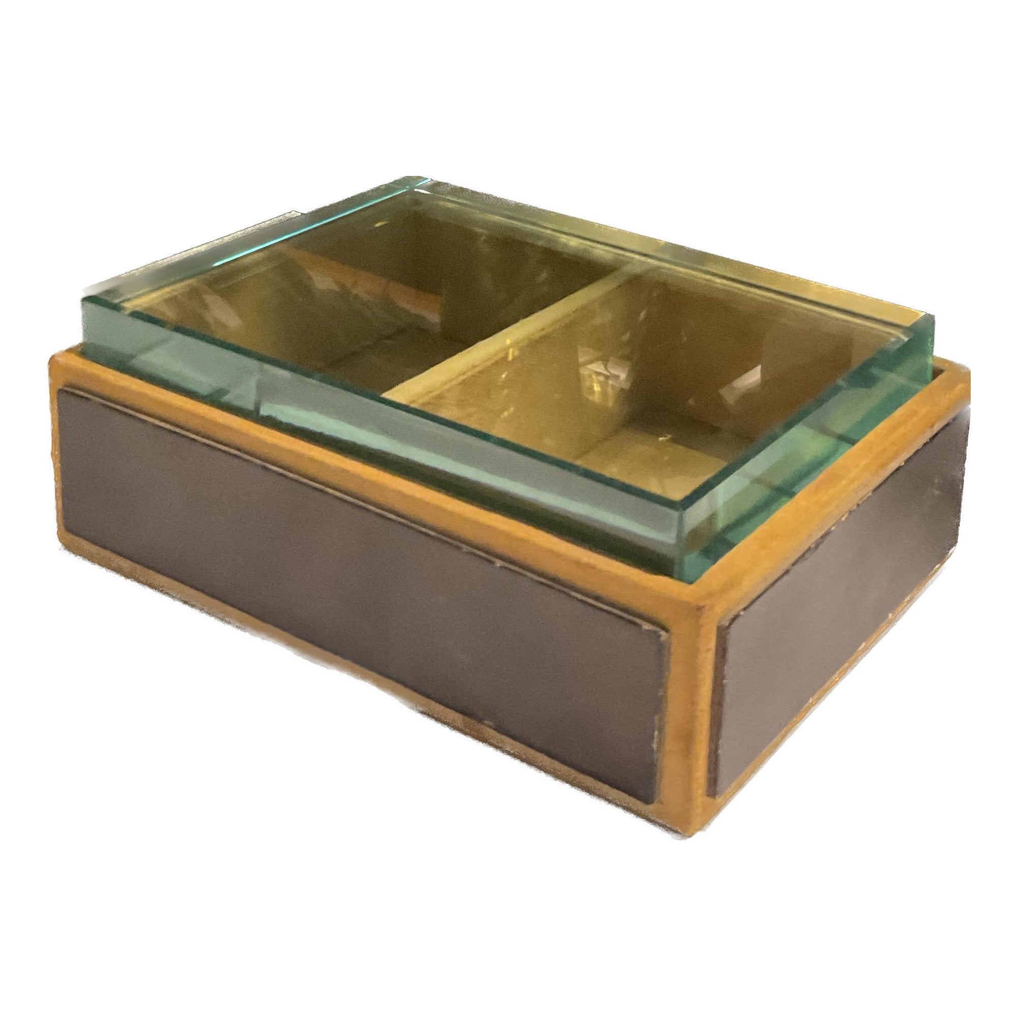 Leather Upholstered Jewellery Box Attributable to Peter Church for Fontana Art For Sale