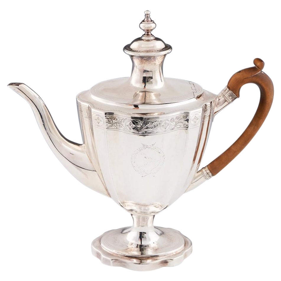 A Fine George III Sterling Silver Coffee Pot London, 1796 For Sale