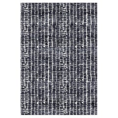 "Whips Charcoal" Contemporary Area Rug in Himalayan Wool and Chinese Silk