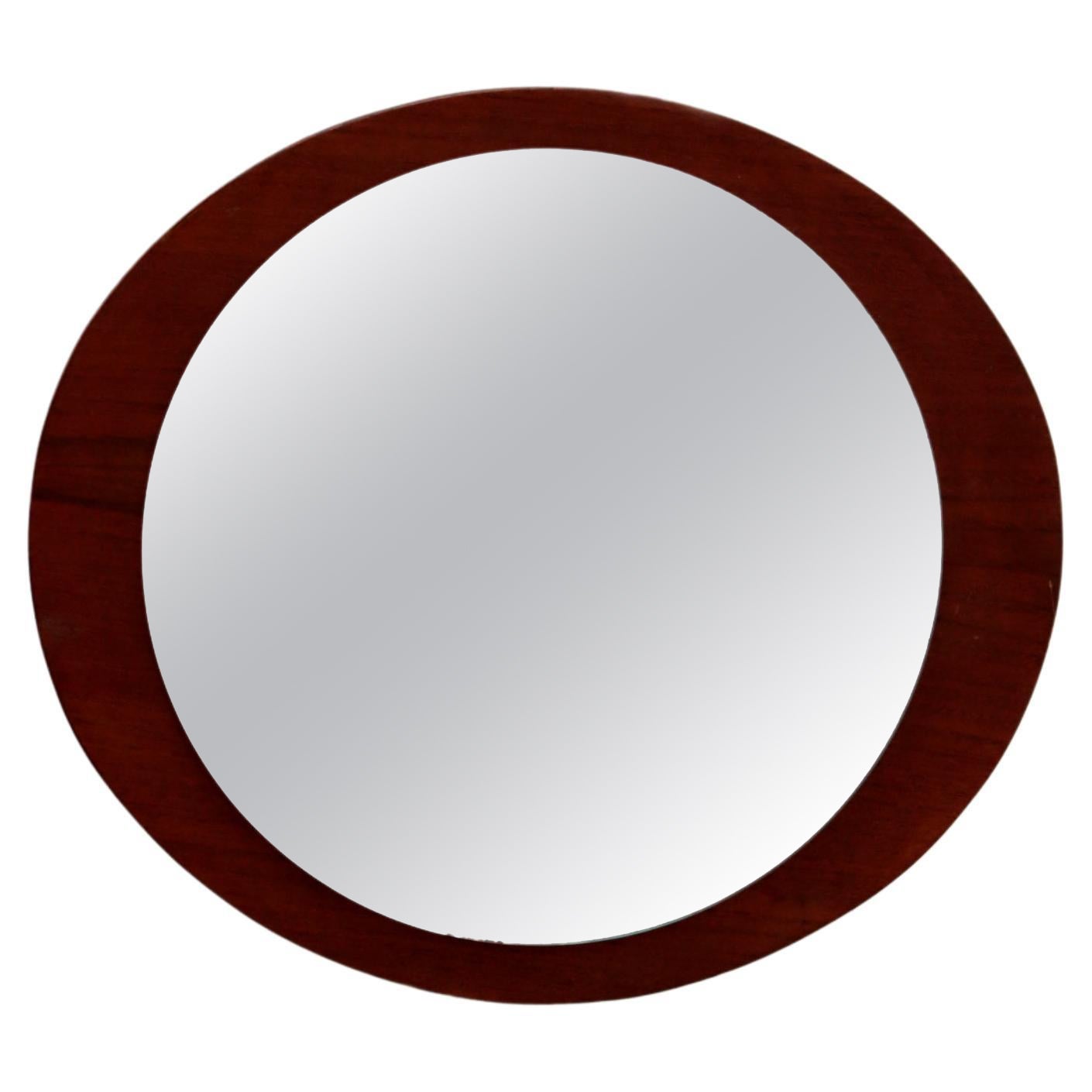 Vintage Small Teak Wood Wall Mirror, 1960s For Sale at 1stDibs