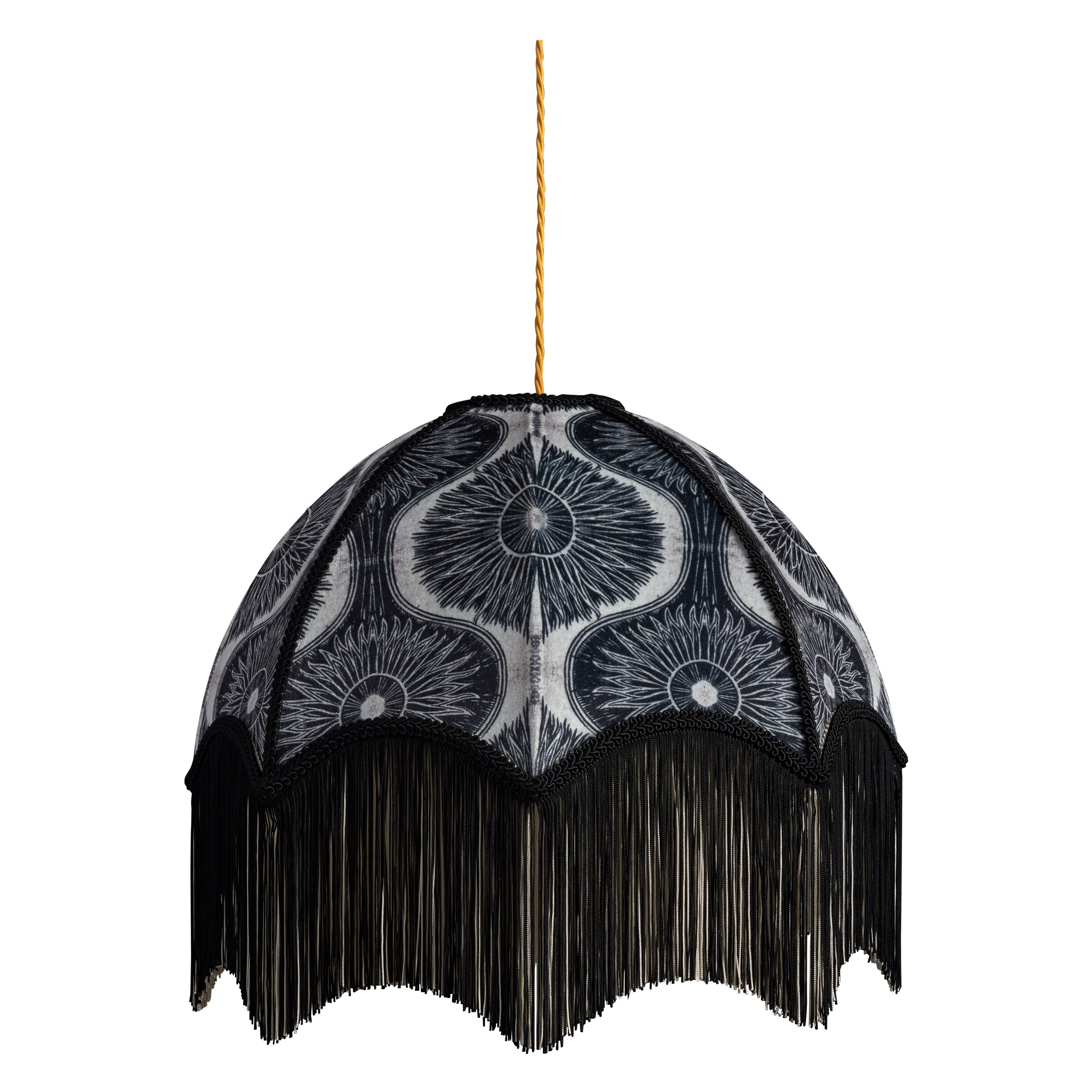 Bibana Pewter Lampshade with Fringing - Small For Sale