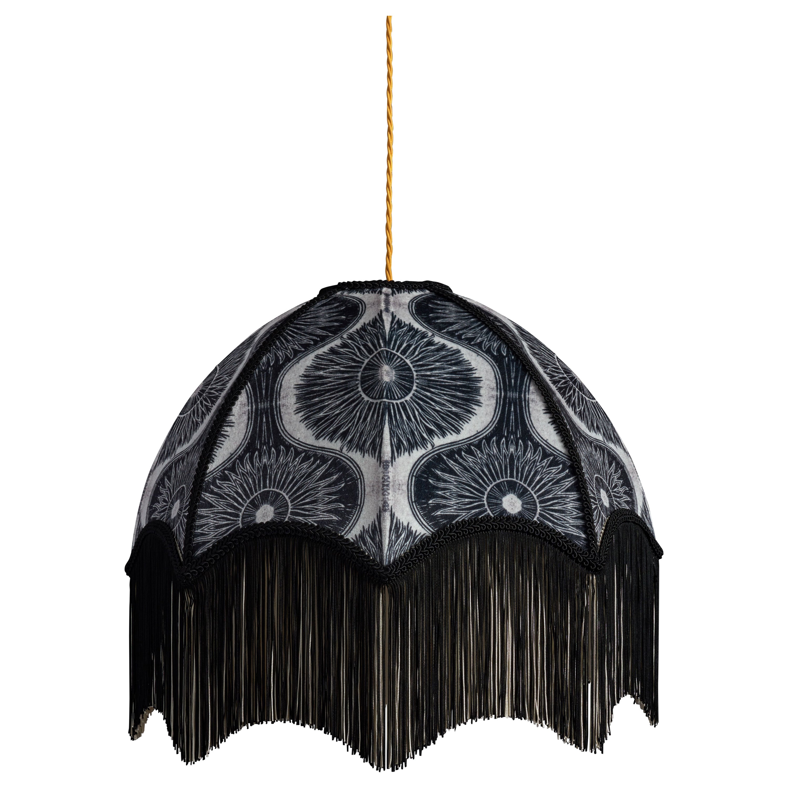 Bibana Pewter Lampshade with Fringing, Medium