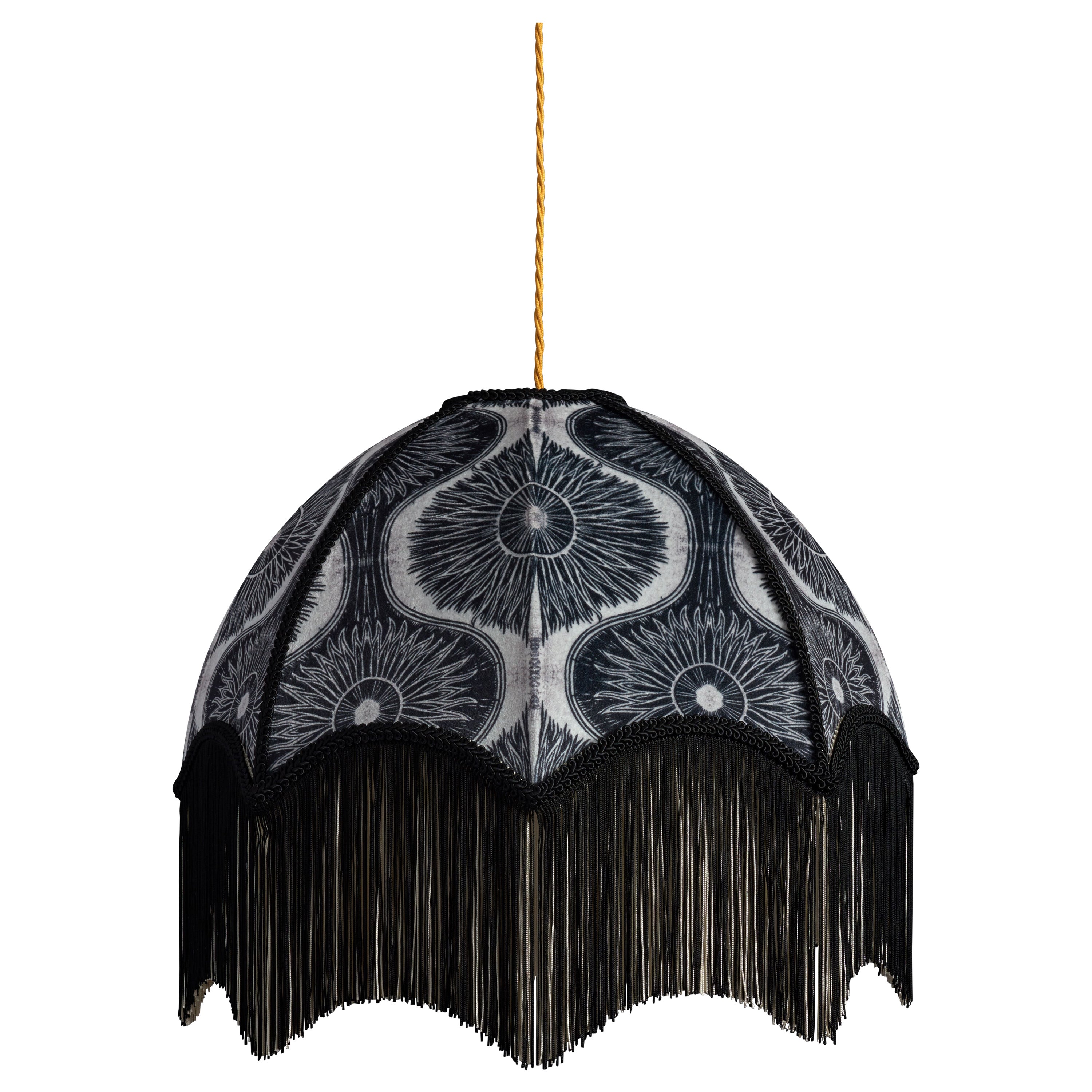 Bibana Pewter Lampshade with Fringing - Large For Sale
