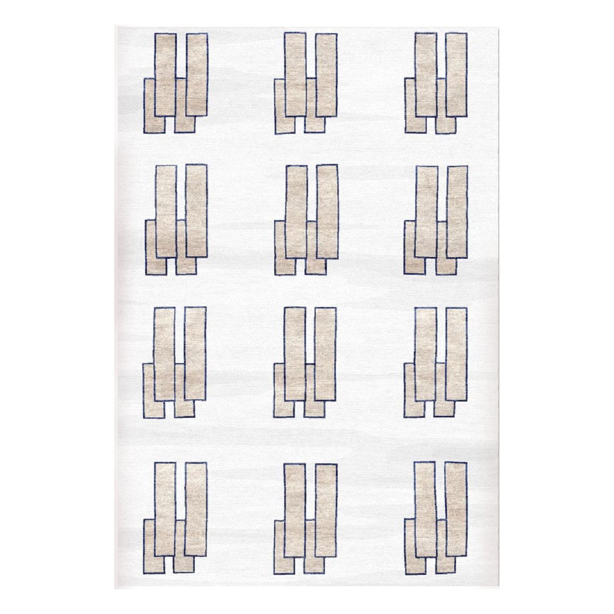 "Panorama" Contemporary Area Rug in Himalayan Wool and Mulberry Silk For Sale