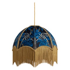 Dianne Blue Lampshade with Fringing - Medium (16")