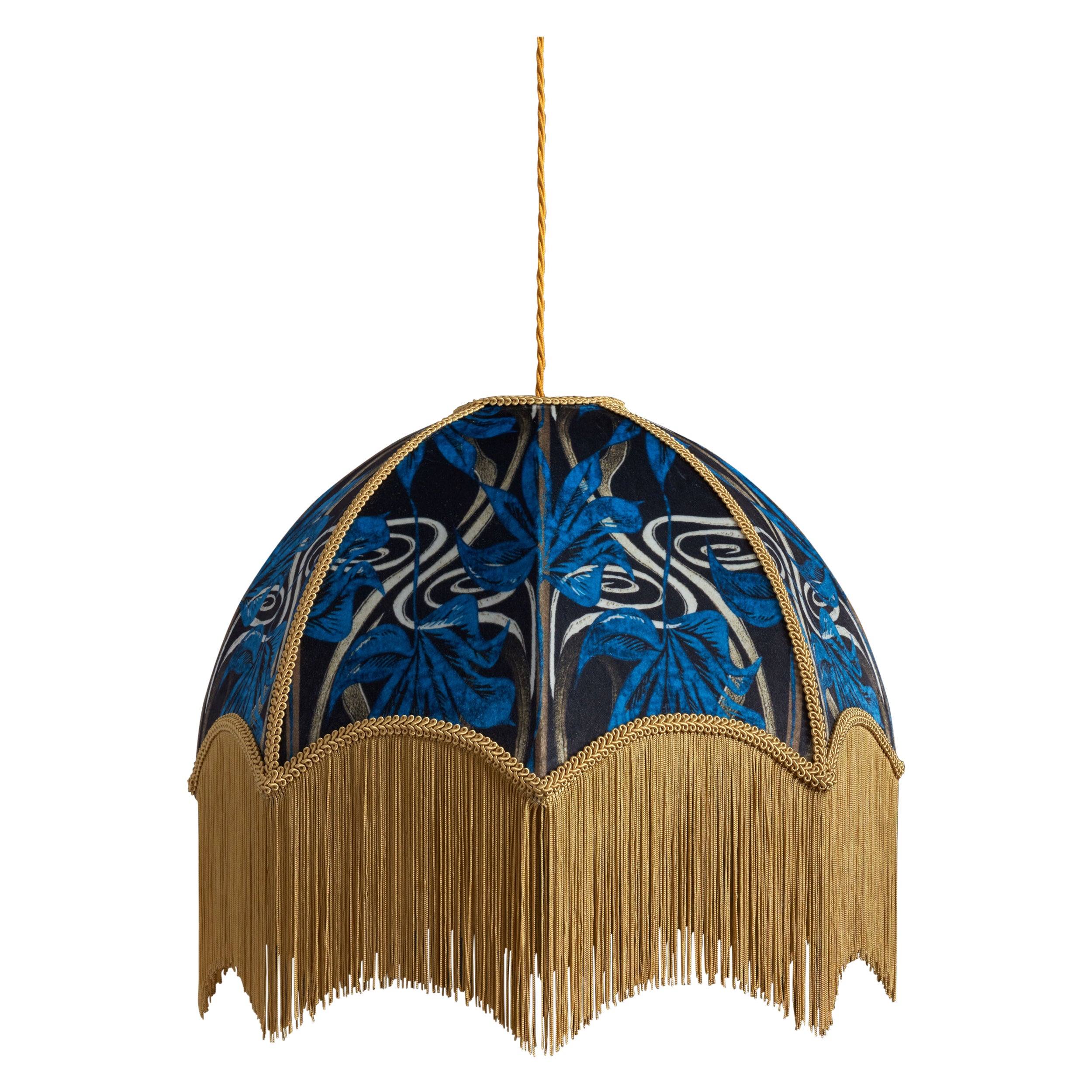 Dianne Blue Lampshade with Fringing - Large For Sale