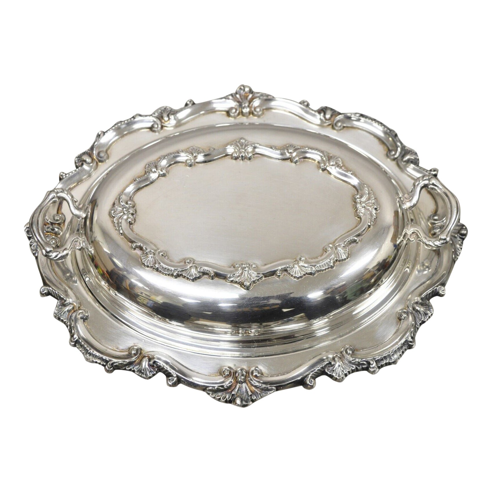 Victorian Style Silver Plated Lidded Ornate Serving Dish Bristol Silver by Poole For Sale