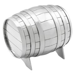 Victorian Sterling Silver Table Snuff/Vesta/Trinket Barrel Box