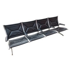 Midcentury Tandem Aluminum with Leather Seating by Eames for Herman Miller 