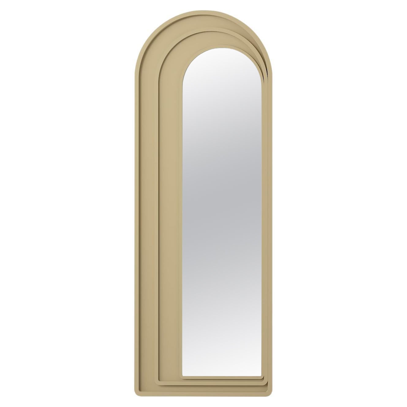 Beige Modernist Lacquered Mirror For Sale