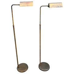 Pair of Midcentury Brass Floor Lamps with Patina 