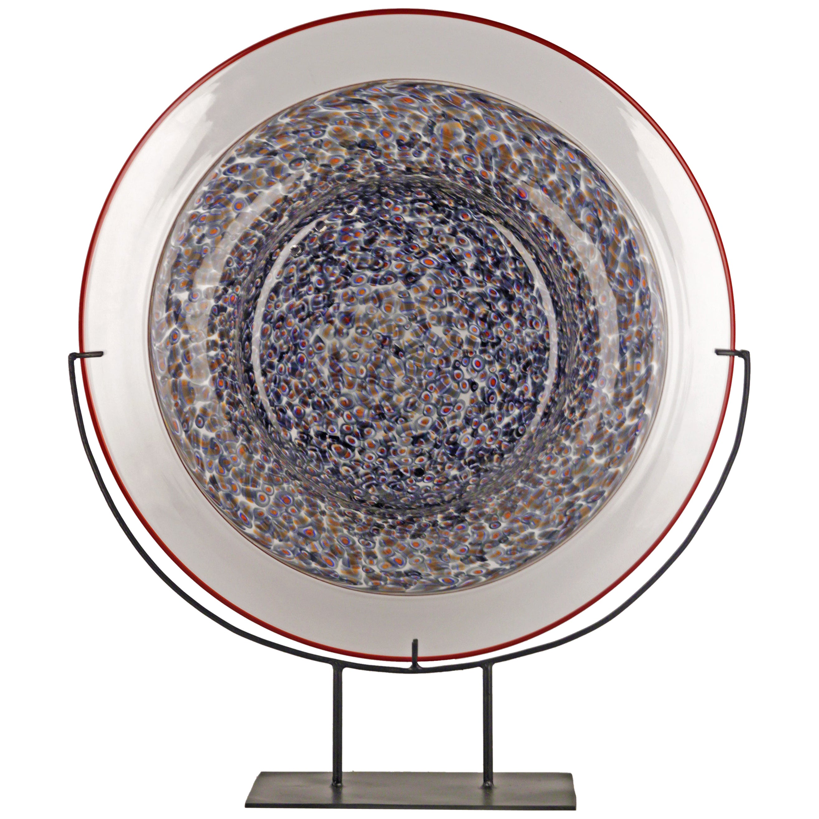 Italian Neverino Murano Glass Plate with Base by Gae Aulenti for Luciano Vistosi