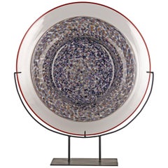 Italian Neverino Murano Glass Plate with Base by Gae Aulenti for Luciano Vistosi
