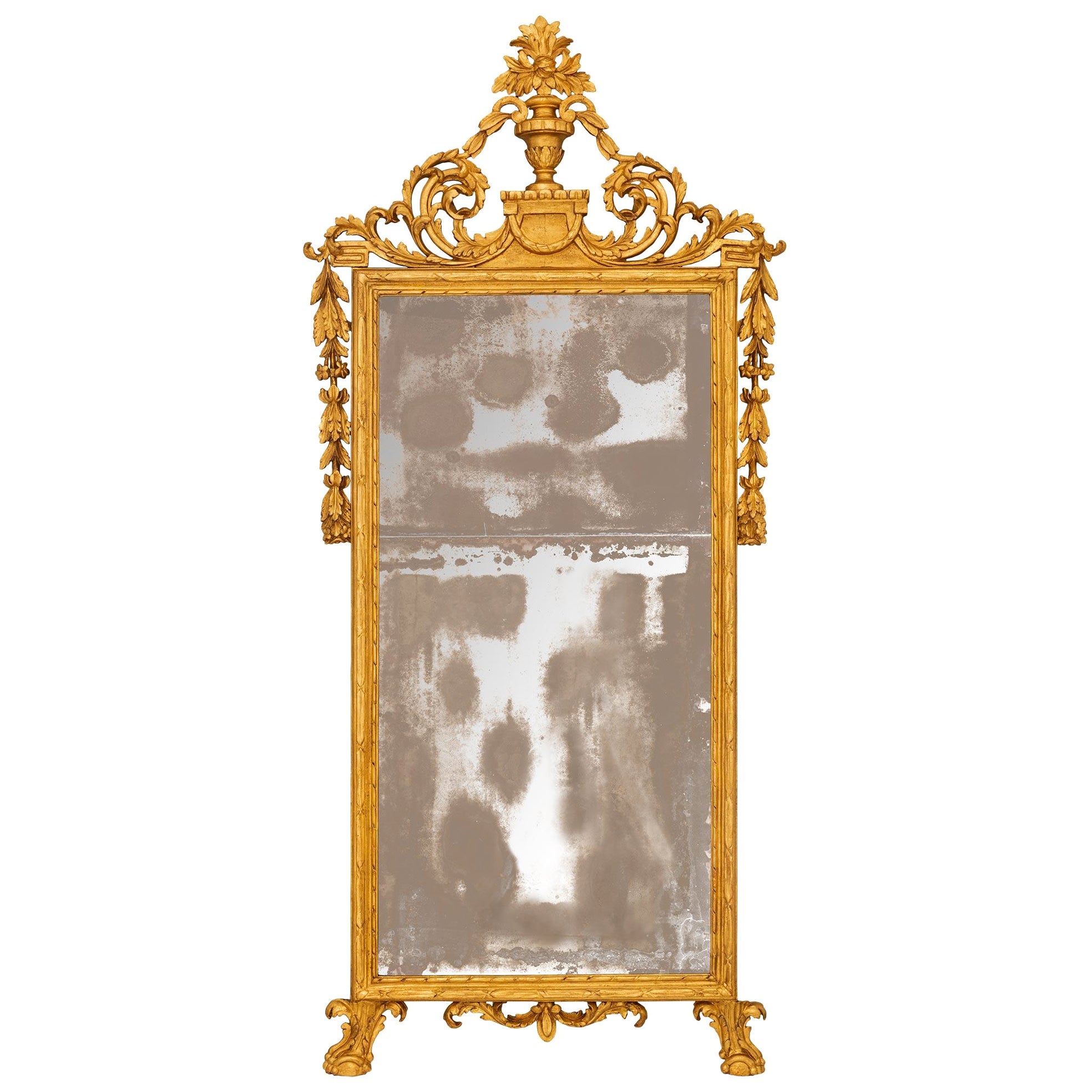 Italian 18th Century Louis XVI St. Giltwood Mirror For Sale