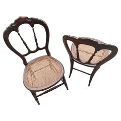Paire de chaises Chiavari en bois de rose peint au Grain du milieu du 19ème siècle avec sièges cannelés