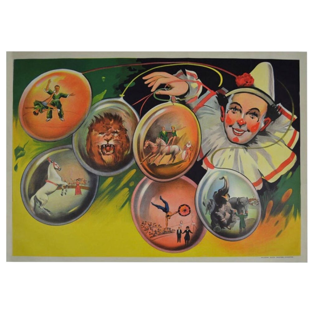 Litho Circus Poster, Clown and Circus Scenes, Willsons Leicester For Sale