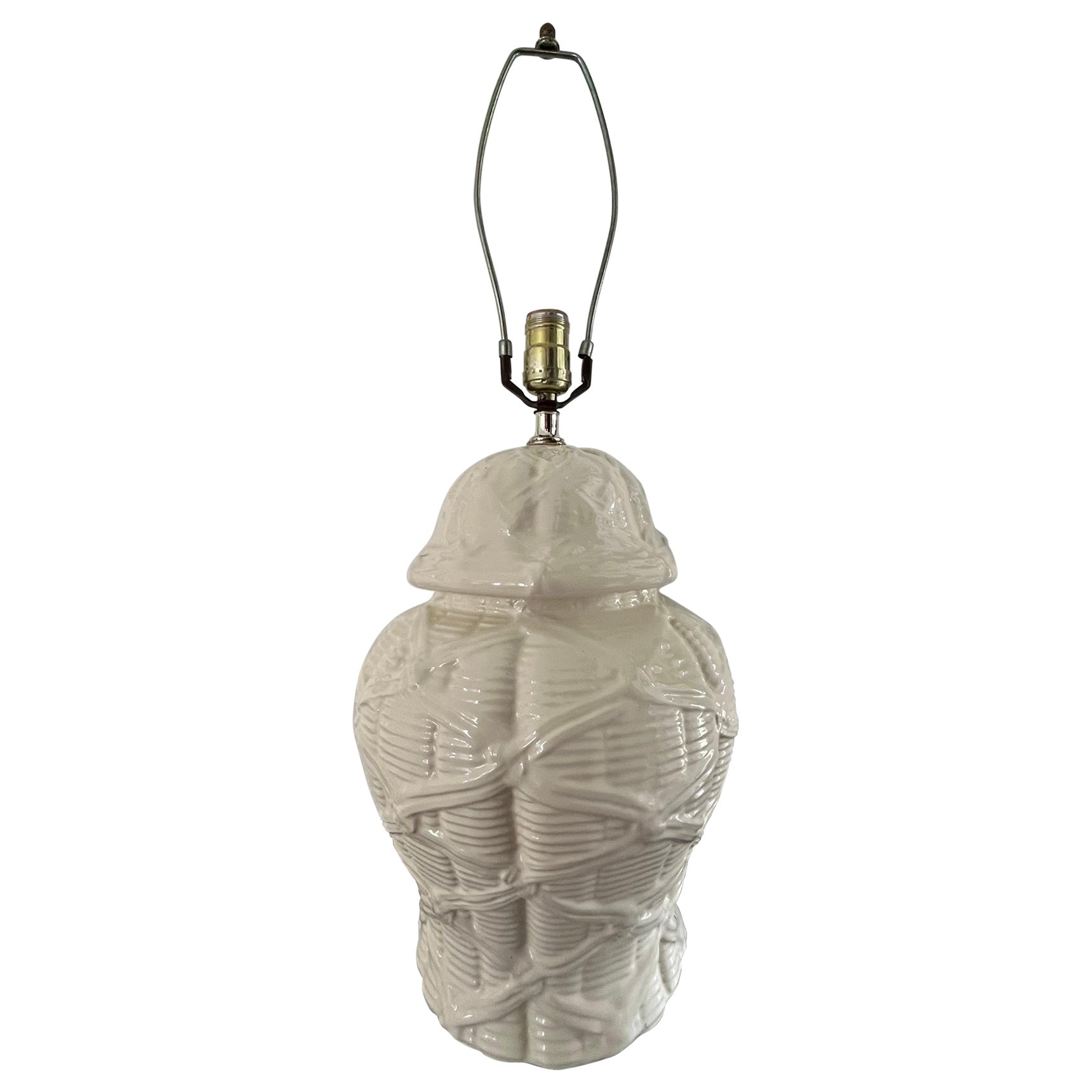 Lampe de table en céramique imitation bambou Hollywood Regency en vente