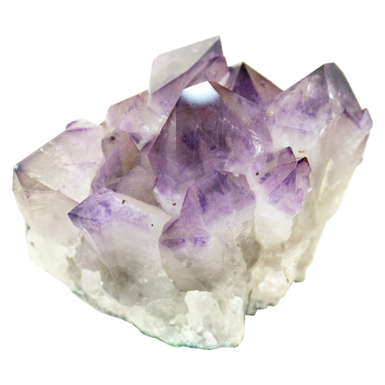 Amethyst Cluster with Intact Purple Phantom Crystal Points from Brazil For Sale