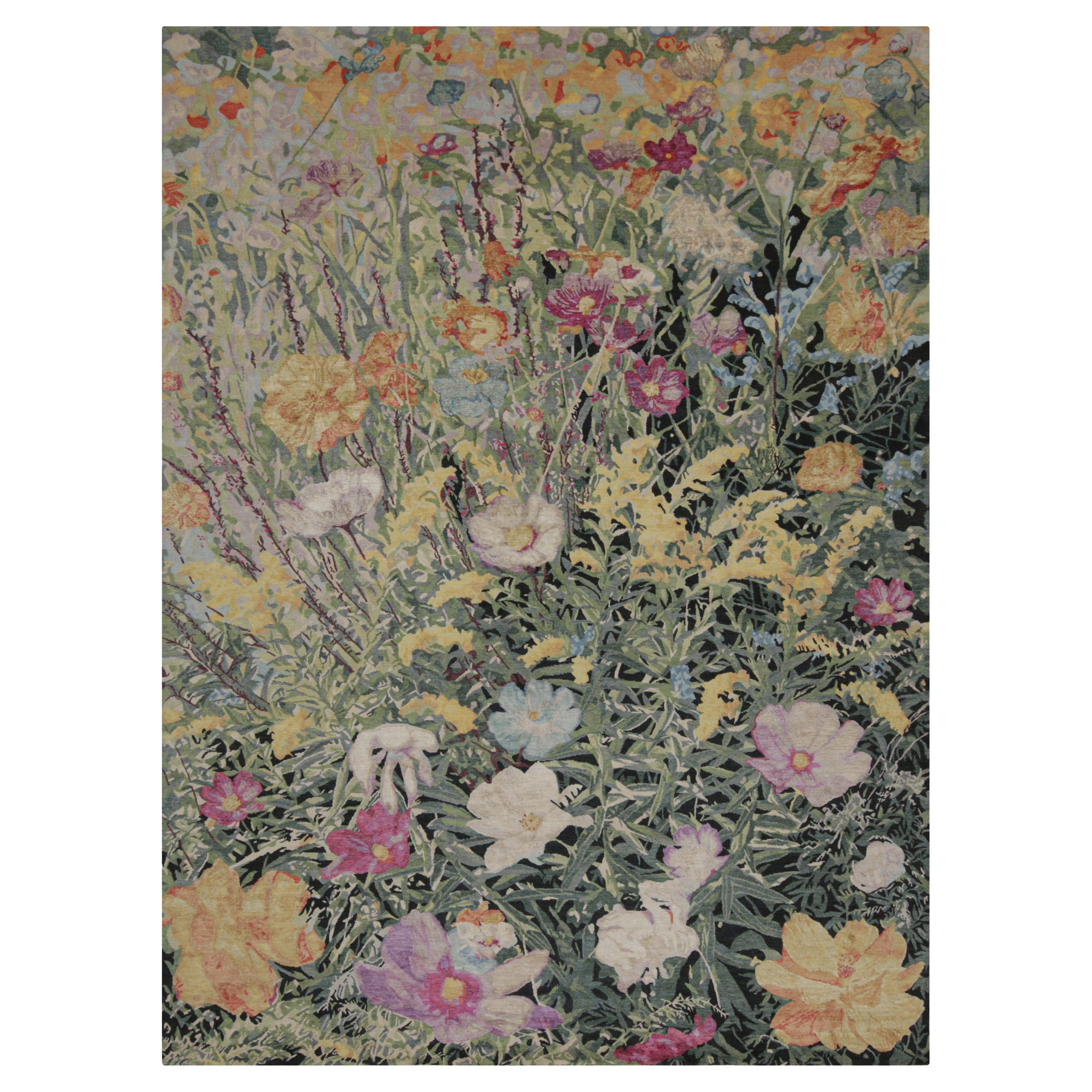 Rug & Kilim’s Contemporary Botanical Rug in Multicolor Floral Pattern For Sale