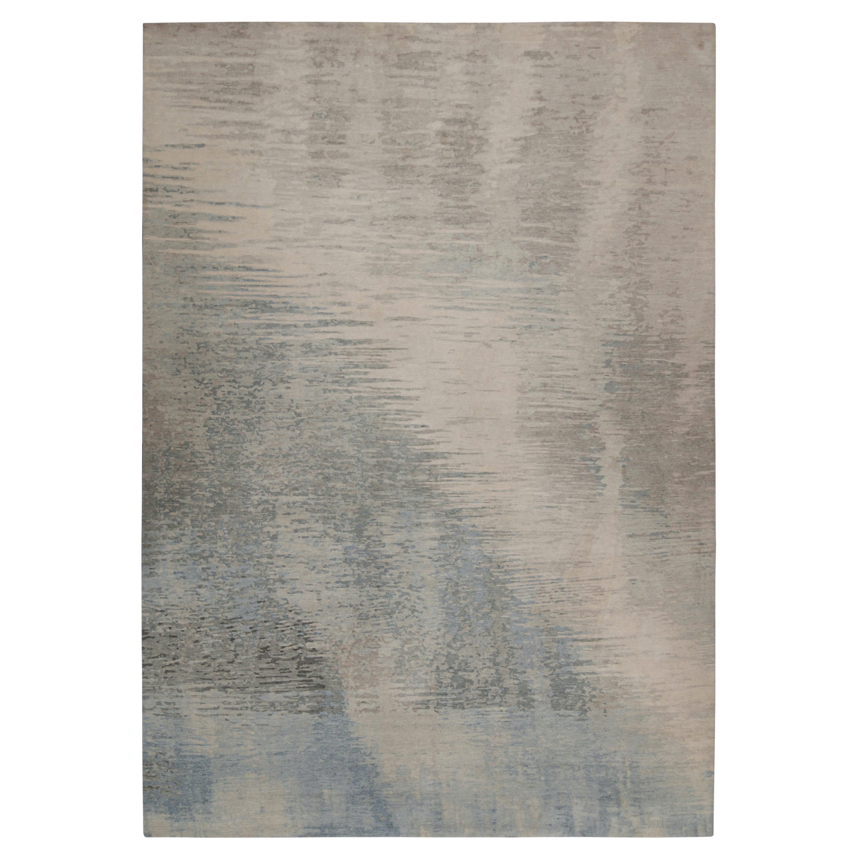 Rug & Kilim’s Modern Abstract Rug in Blue & Grey For Sale