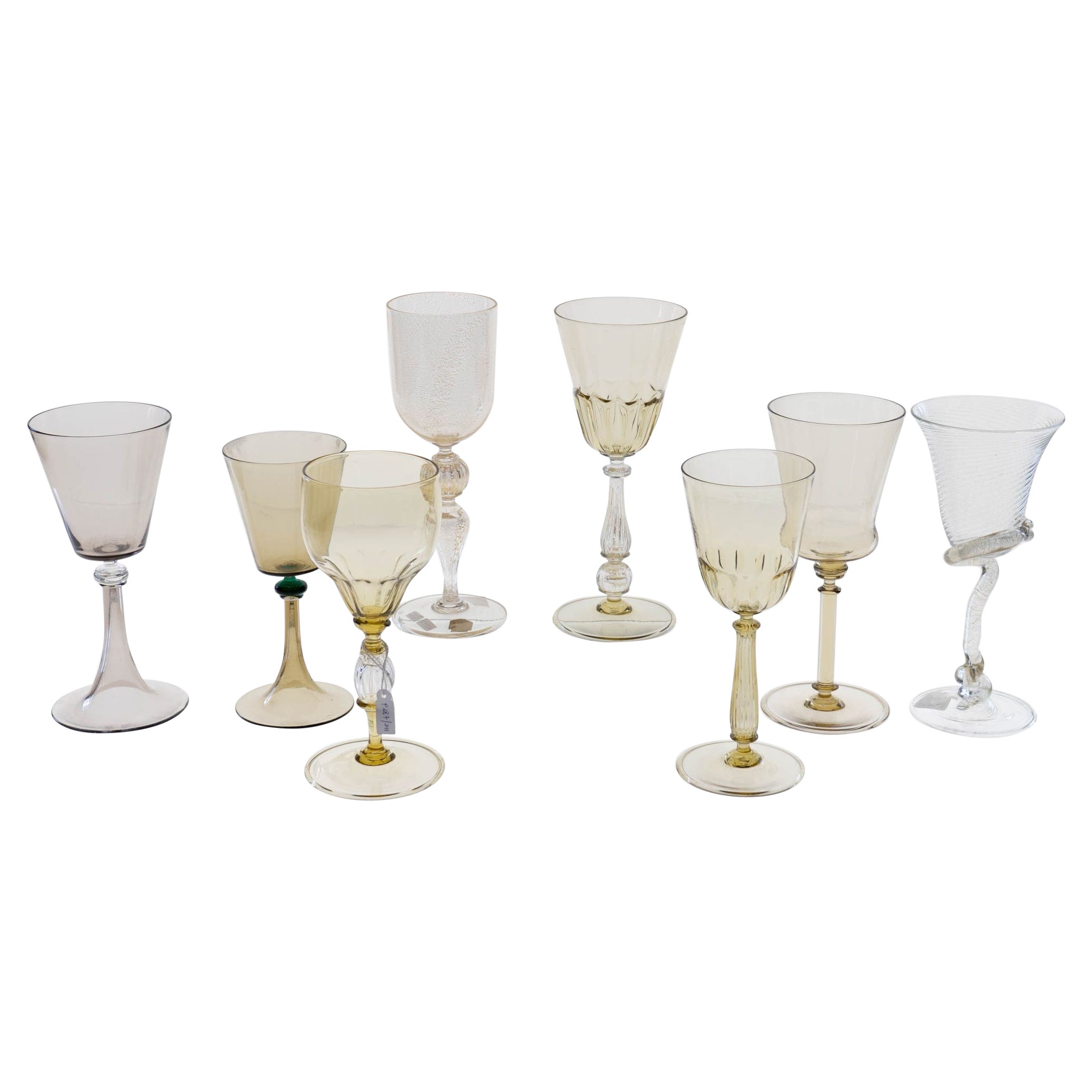 Collector's Eclectic Set of 8 Cenedese Glass, Each in Different Design. Unique For Sale