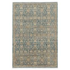Rug & Kilim’s Contemporary Rug in Blue with Beige-Brown Floral Patterns