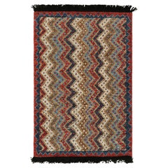 Rug & Kilim’s Antique Tribal Style Rug in Red, Blue and Beige-Brown Chevrons