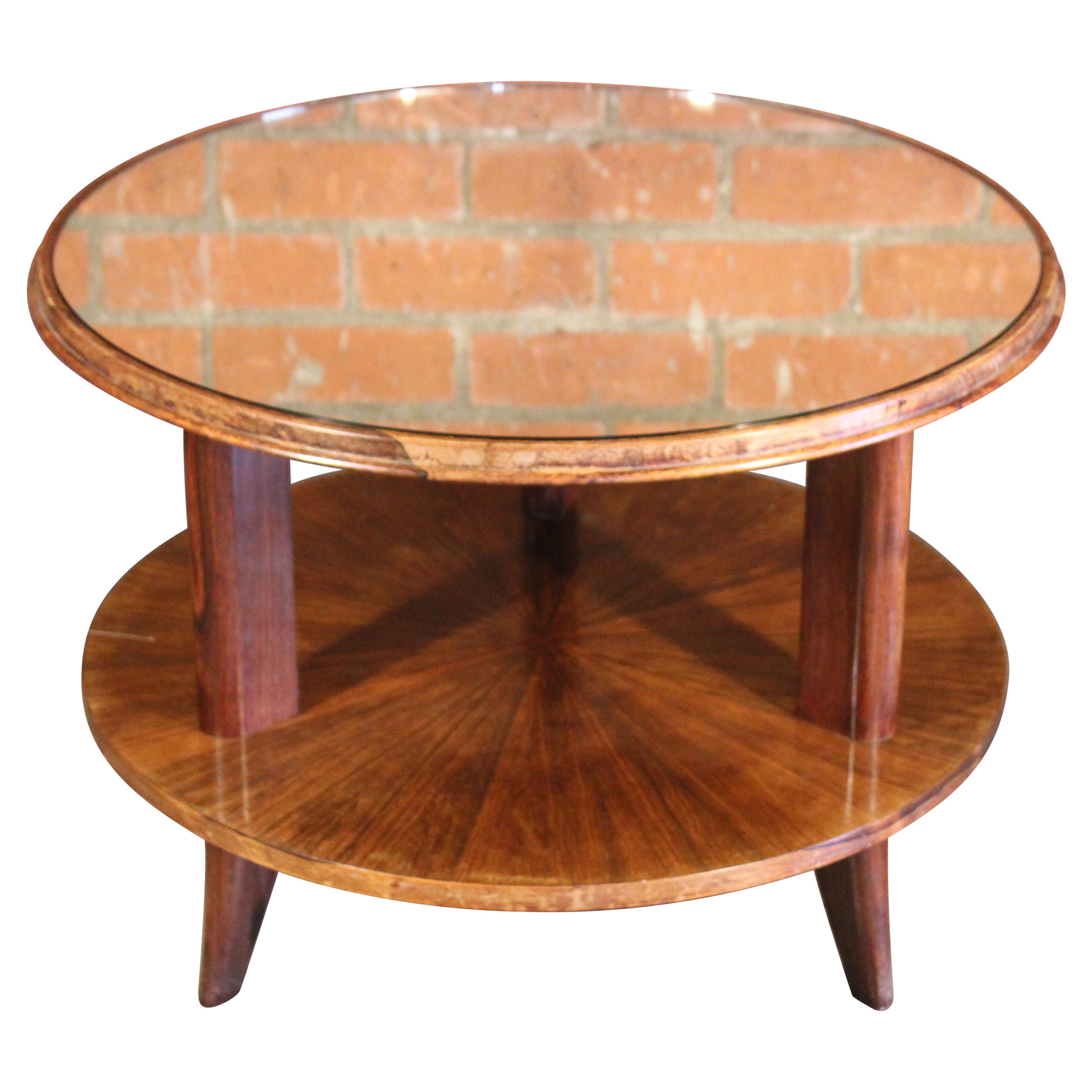 Art Deco Rosewood and Mirror Table Attributed to Paolo Buffa, Italy, 1940s