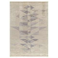 Rug & Kilim's Deko-Teppich im skandinavischen Stil in Grau und Blau mit geometrischem Muster