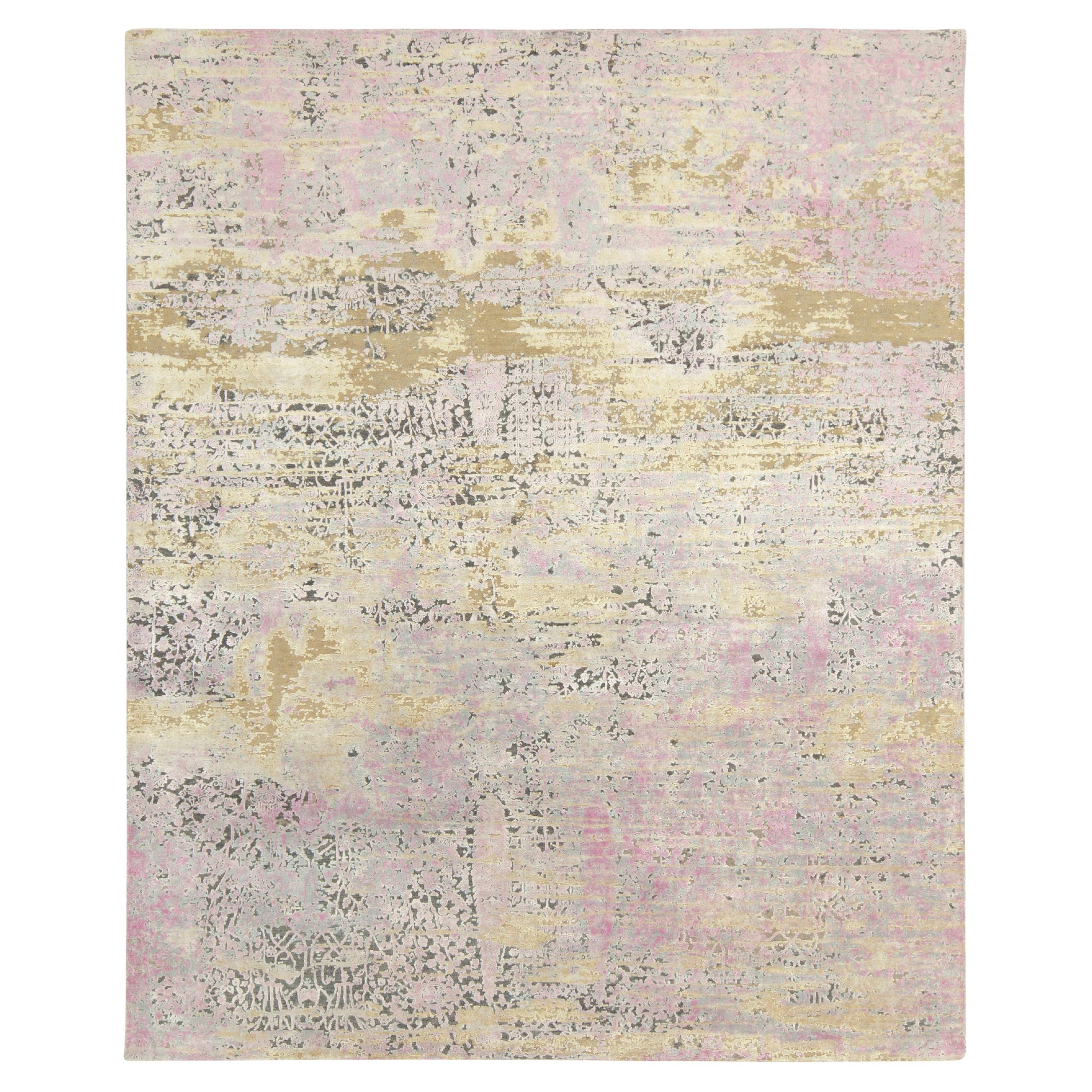 Rug & Kilim’s Contemporary Abstract Rug in Pink and Beige-Brown For Sale