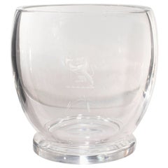 Vintage Mid-Century Steuben Crystal or Glass Vase or Ice Bucket with Lion Crest No. 7547