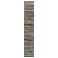 Tapis de course contemporain de Rug & Kilim à motif géométrique noir, blanc et beige