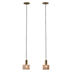 Pendant Lamp, Brass and Prismatic Glass, Lustres Pelotas Brazilian Design, 1950s
