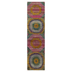 Tapis & Kilim's 17e siècle Classic Style Runner in Gold, Pink & Blue Medallions