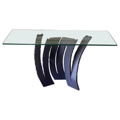 Steel & Glass "Fleur de Fer" Console Table by Maurice Barilone for Roche Bobois