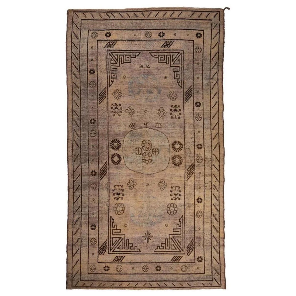 Antike Khotan Samarkand Wolle Medaillon Teppich (11' 8 x 6' 6)