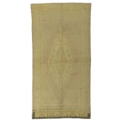 Neutral Vintage Turkish Oushak Rug with Muted Earth-Tone Colors