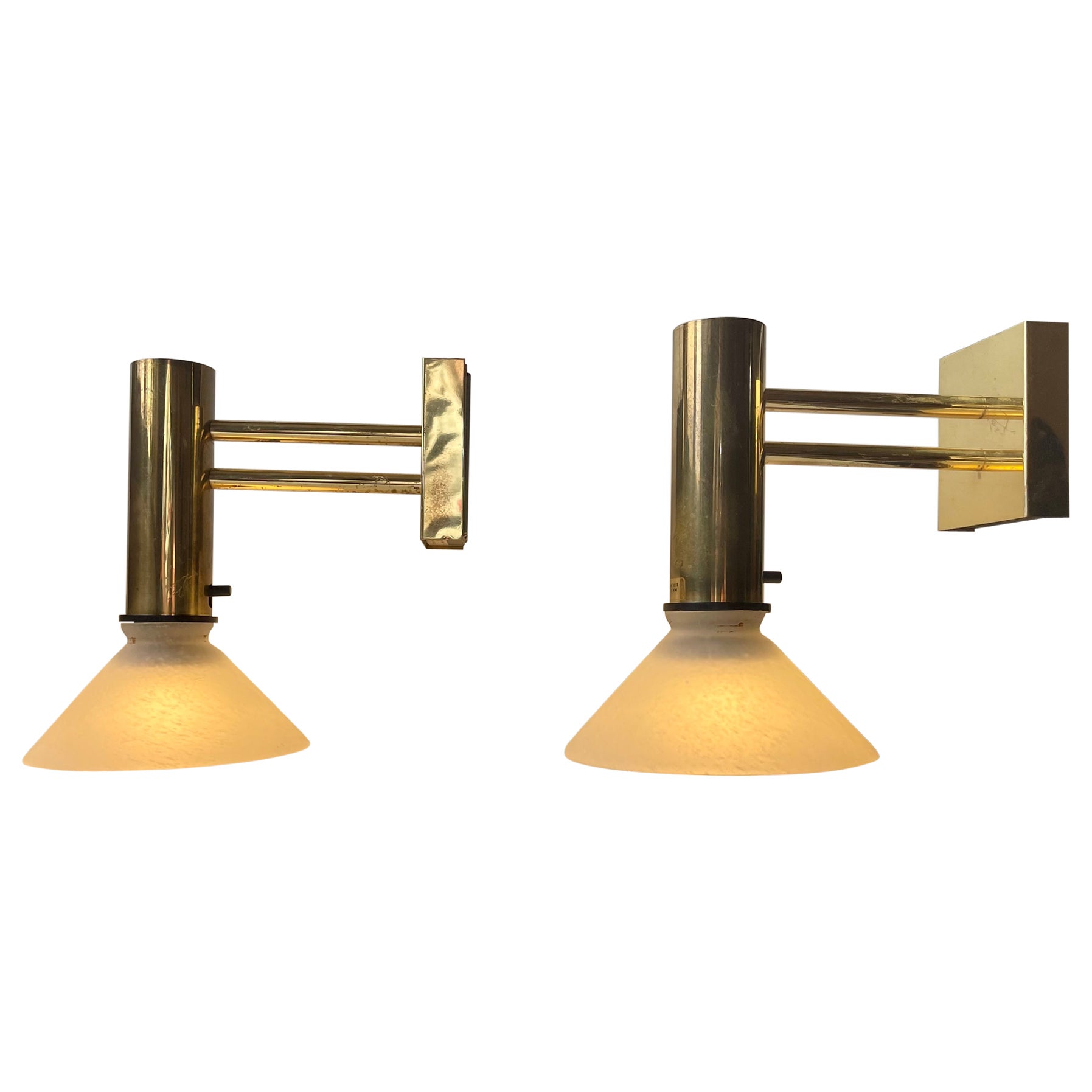 Vintage Nautical Norwegian Navy Brass Wall Sconces, 1970s For Sale