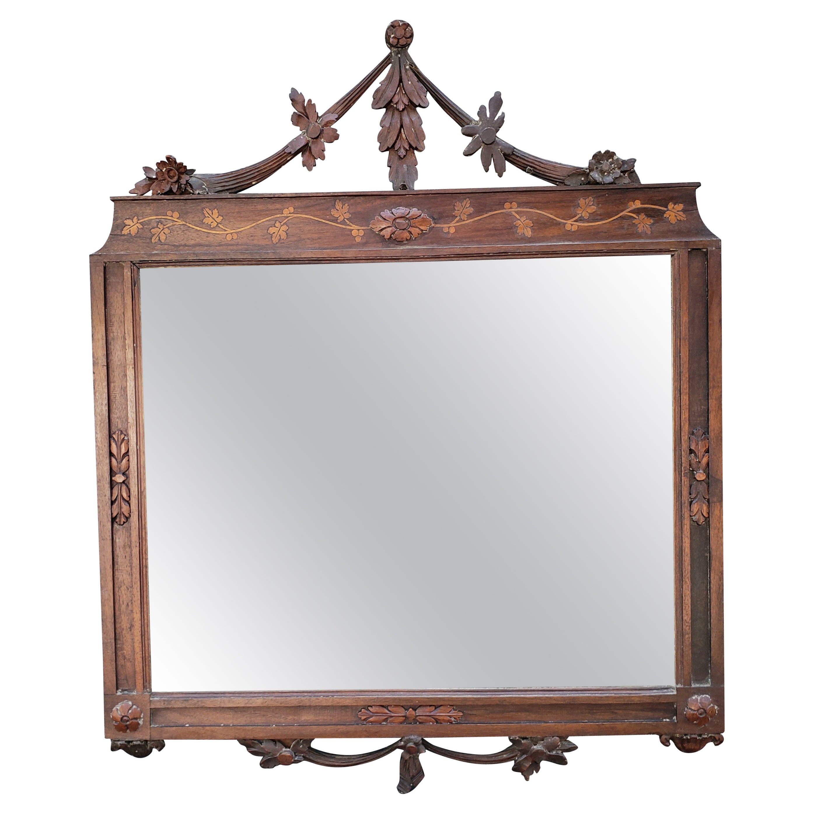 19th Century George III Style Mahogany Wall Mirror For Sale