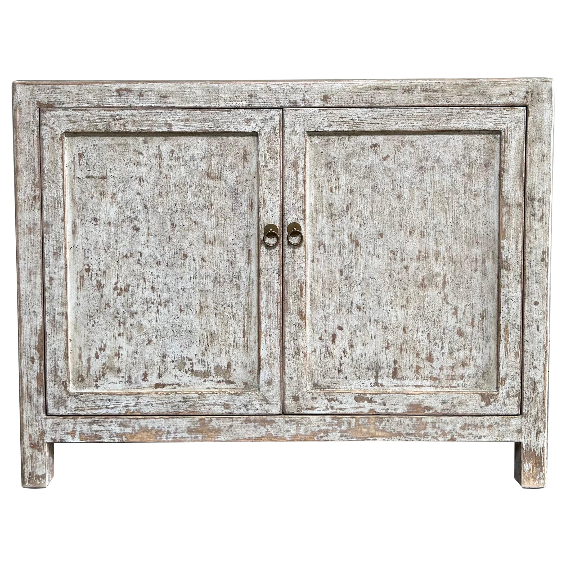 Reclaimed Painted Wood Cabinet with 2 Doors For Sale