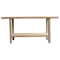 Custom Reclaimed Elm Wood Console Table with Shelf
