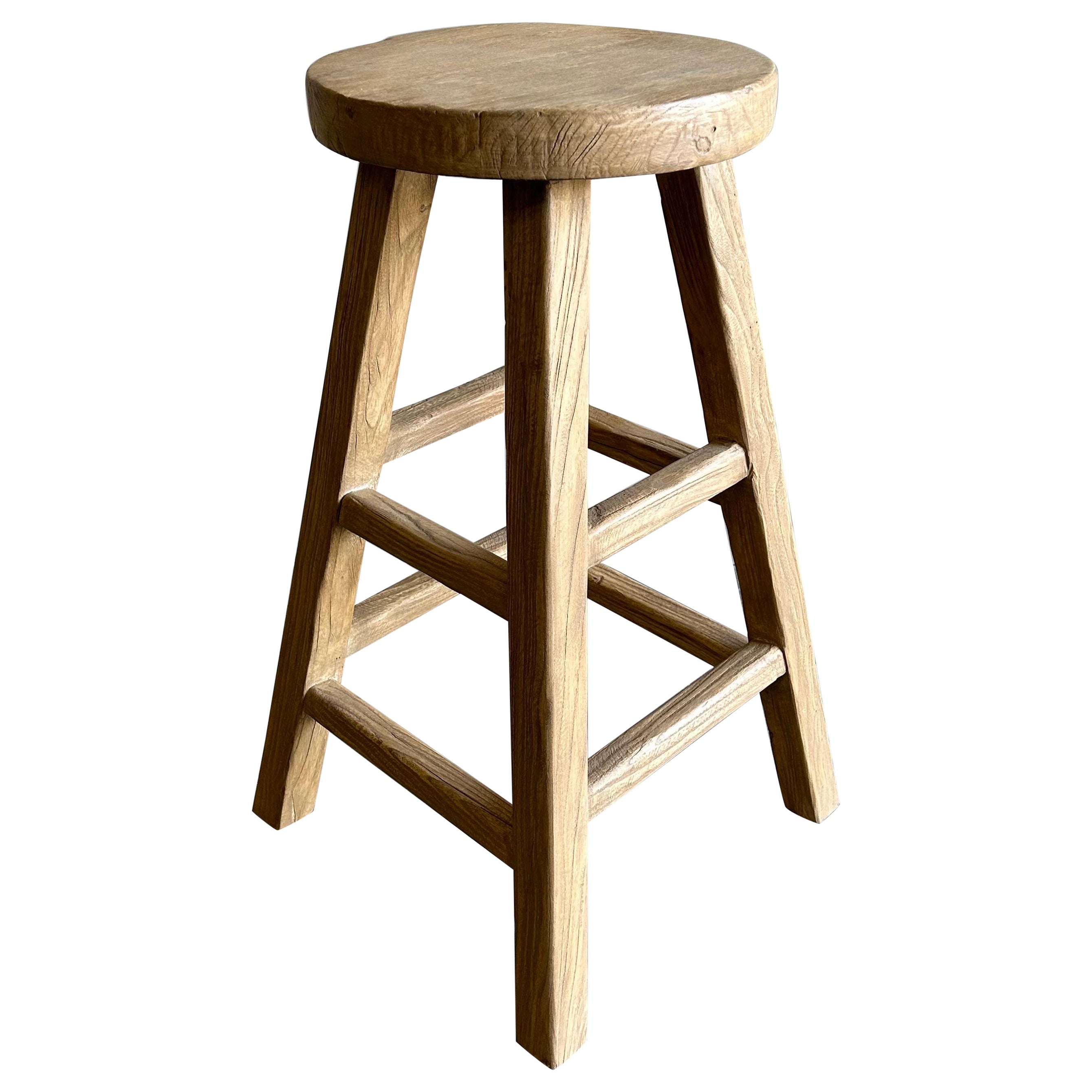 Reclaimed Elm Wood Counter Height Stools For Sale