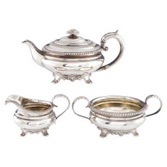 Antique 3 Piece George IV Sterling Silver Tea Set London, 1825