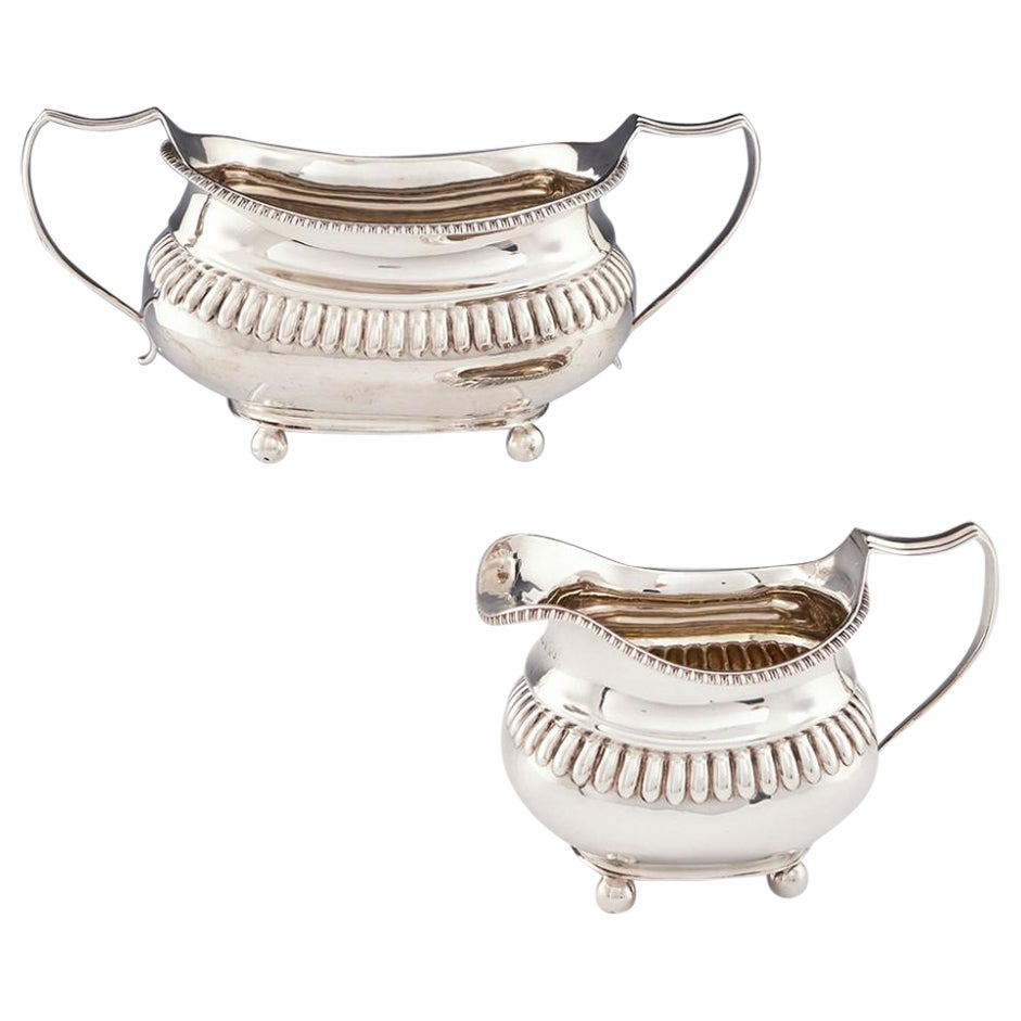A Sterling Silver Sucrier and Cream Jug London, 1813 For Sale