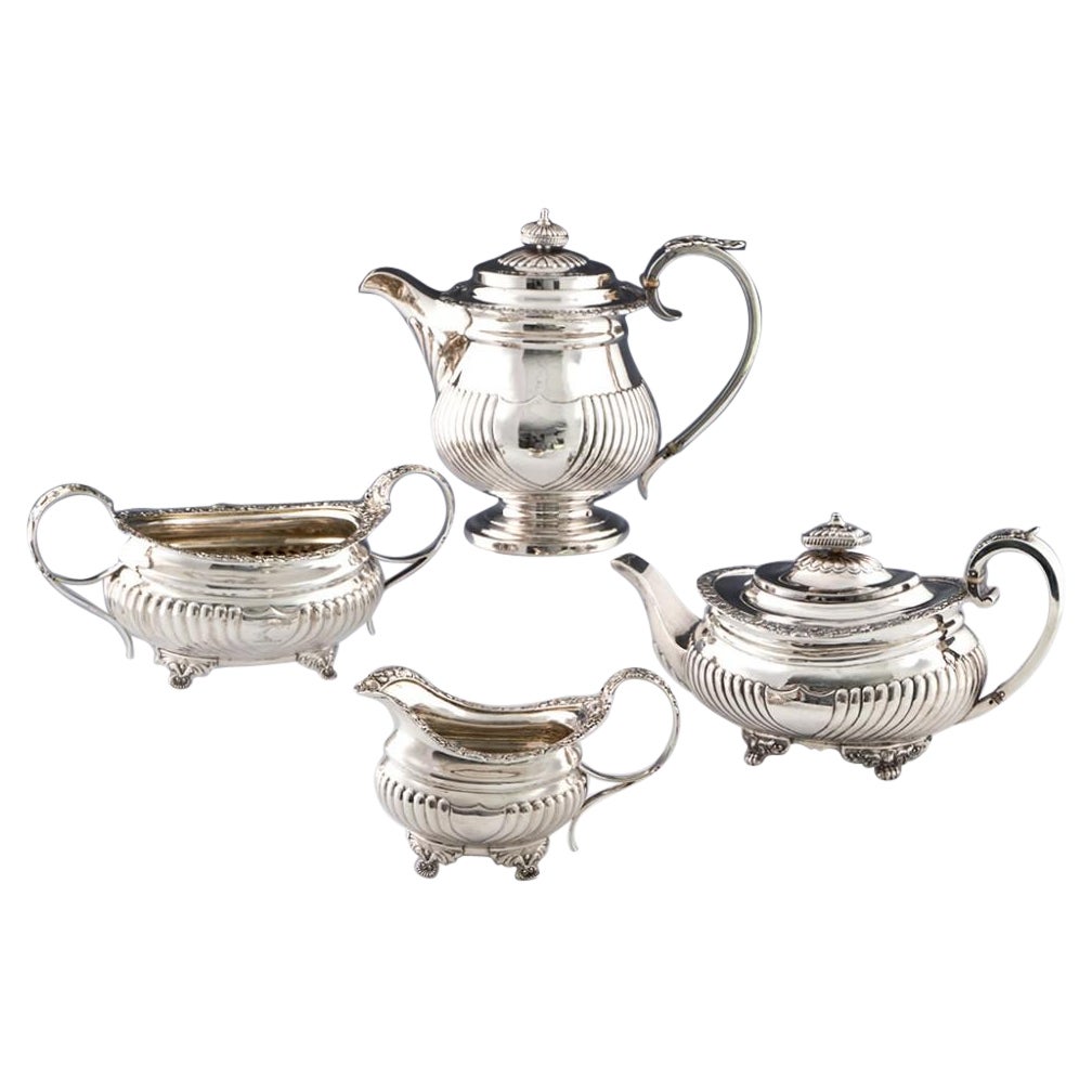 4 Piece Very Fine Regency Period Sterling Silver Tea Set London, 1818