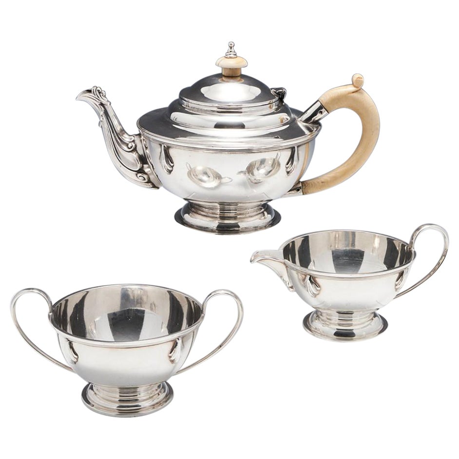 3 Piece Sterling Silver Tea Set London, 1931 For Sale