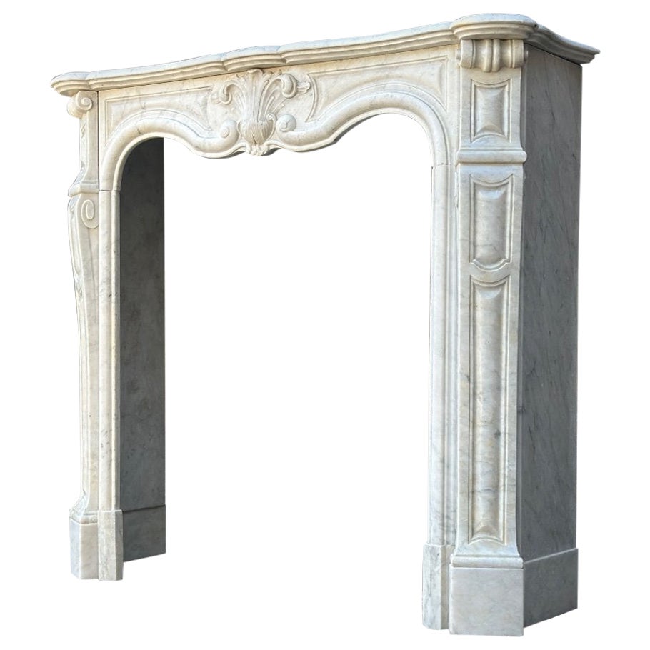 Louis XV Style Fireplace In Carrara Marble, circa 1880