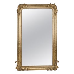 Majestic Large Antique French 19th C Gold Gilt Louis Philippe Mirror, 1850s